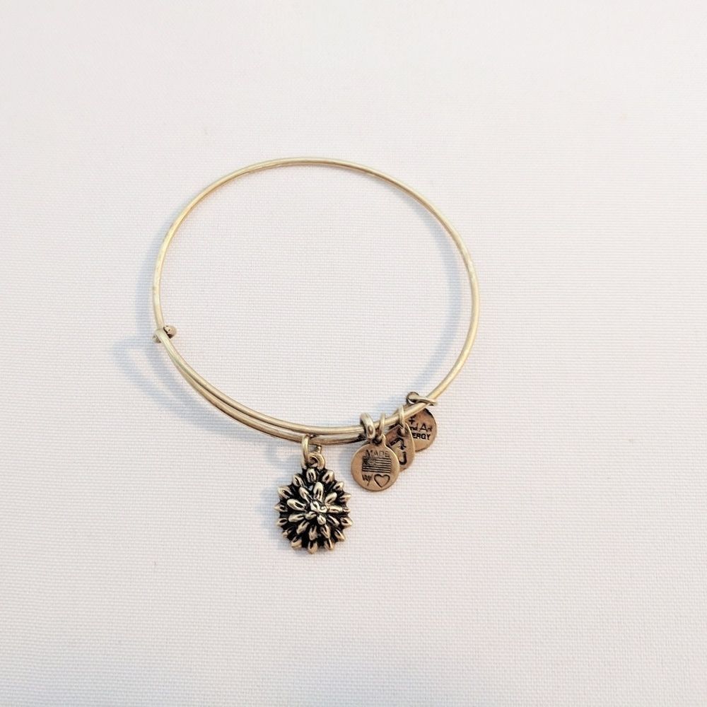 Alex and Ani Gold Water Lily Charm Bracelet